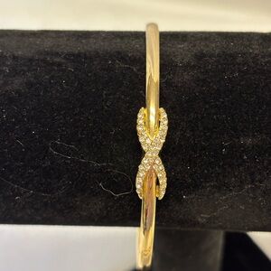 Anne Klein Gold Plated Knot Bangle Bracelet with Crystal Accents NWT
